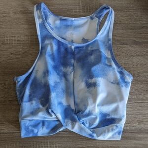 Tie dyed cropped padded workout yoga tank top